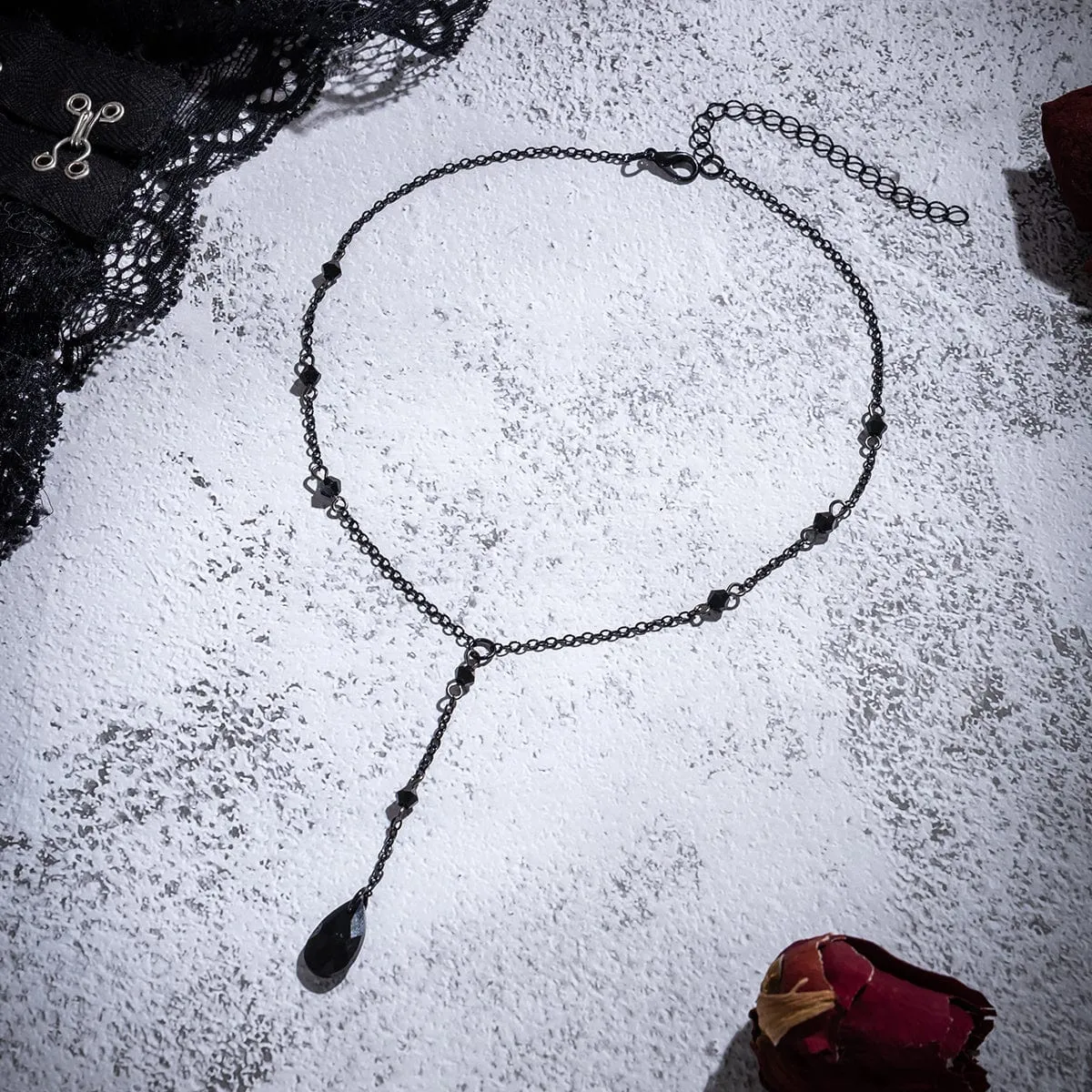 Dainty Crystal Pendant Y Necklace