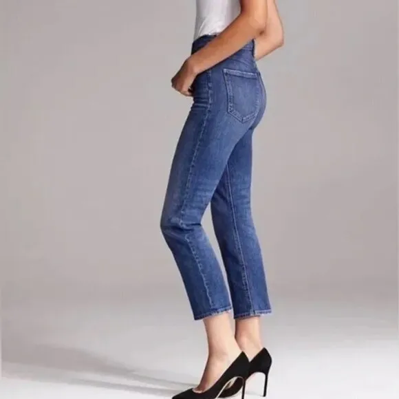 DENIM FORUM Arlo High Rise Straight Jeans Medium Dark Wash - Size 25