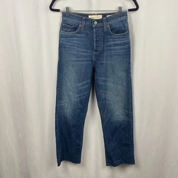 DENIM FORUM Arlo High Rise Straight Jeans Medium Dark Wash - Size 25