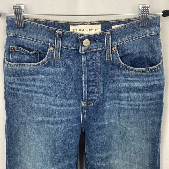 DENIM FORUM Arlo High Rise Straight Jeans Medium Dark Wash - Size 25