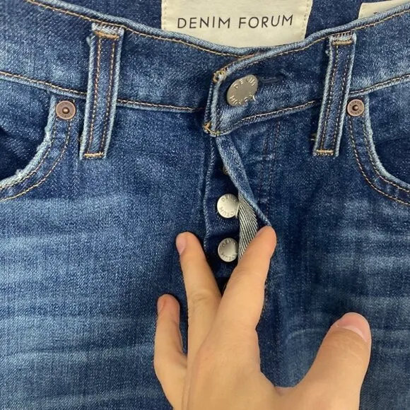 DENIM FORUM Arlo High Rise Straight Jeans Medium Dark Wash - Size 25