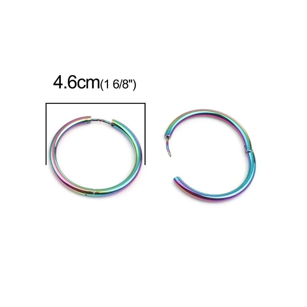 DoreenBeads Fashion Hoop Earrings For Women Based Alloy & Stainless Steel Ear Post Earrings Gold Circle Ring Gift 3cm Dia, 1Pair