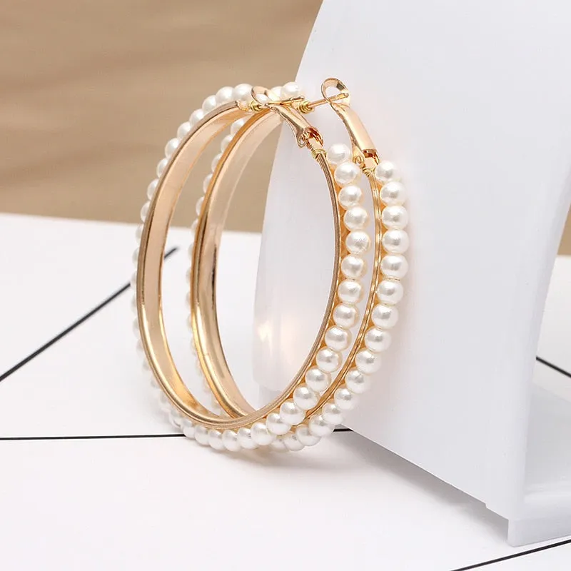 DoreenBeads Fashion Hoop Earrings For Women Based Alloy & Stainless Steel Ear Post Earrings Gold Circle Ring Gift 3cm Dia, 1Pair