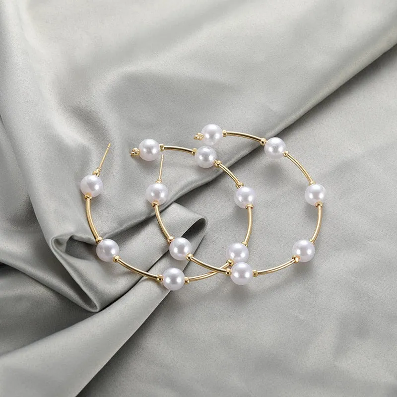DoreenBeads Fashion Hoop Earrings For Women Based Alloy & Stainless Steel Ear Post Earrings Gold Circle Ring Gift 3cm Dia, 1Pair
