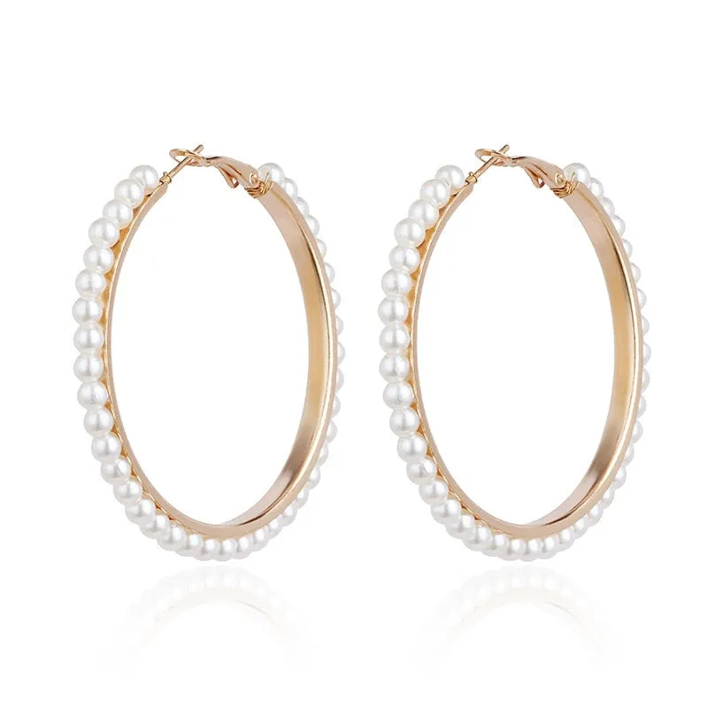 DoreenBeads Fashion Hoop Earrings For Women Based Alloy & Stainless Steel Ear Post Earrings Gold Circle Ring Gift 3cm Dia, 1Pair