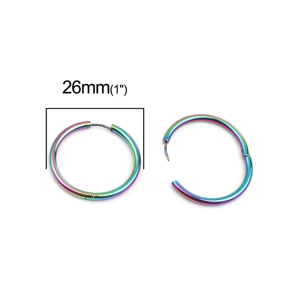 DoreenBeads Fashion Hoop Earrings For Women Based Alloy & Stainless Steel Ear Post Earrings Gold Circle Ring Gift 3cm Dia, 1Pair
