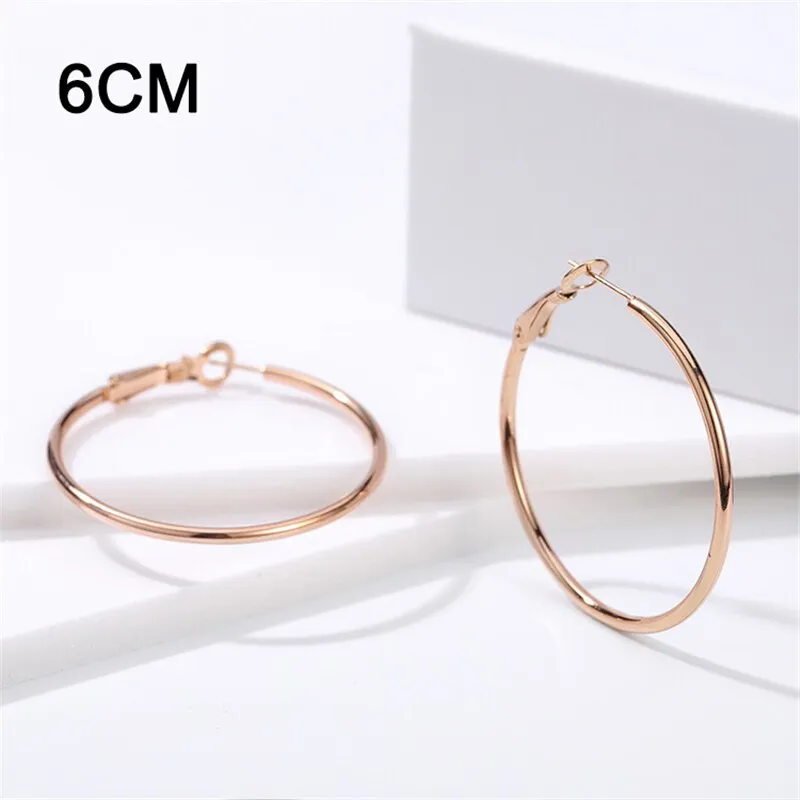 DoreenBeads Fashion Hoop Earrings For Women Based Alloy & Stainless Steel Ear Post Earrings Gold Circle Ring Gift 3cm Dia, 1Pair