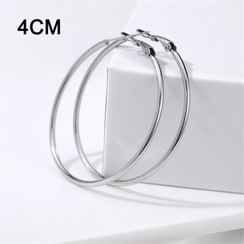 DoreenBeads Fashion Hoop Earrings For Women Based Alloy & Stainless Steel Ear Post Earrings Gold Circle Ring Gift 3cm Dia, 1Pair