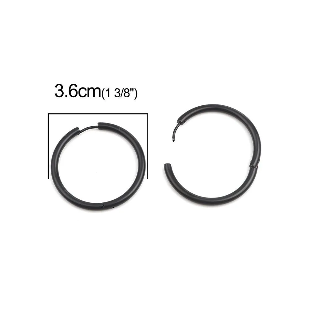 DoreenBeads Fashion Hoop Earrings For Women Based Alloy & Stainless Steel Ear Post Earrings Gold Circle Ring Gift 3cm Dia, 1Pair