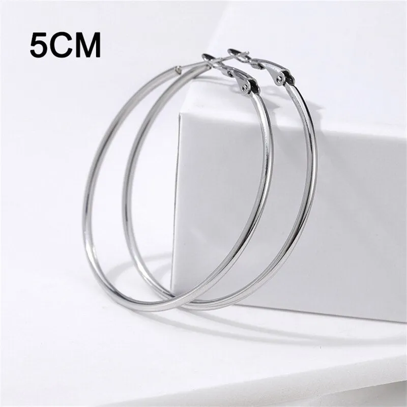 DoreenBeads Fashion Hoop Earrings For Women Based Alloy & Stainless Steel Ear Post Earrings Gold Circle Ring Gift 3cm Dia, 1Pair