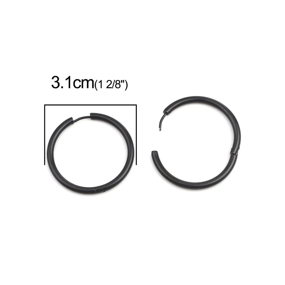 DoreenBeads Fashion Hoop Earrings For Women Based Alloy & Stainless Steel Ear Post Earrings Gold Circle Ring Gift 3cm Dia, 1Pair
