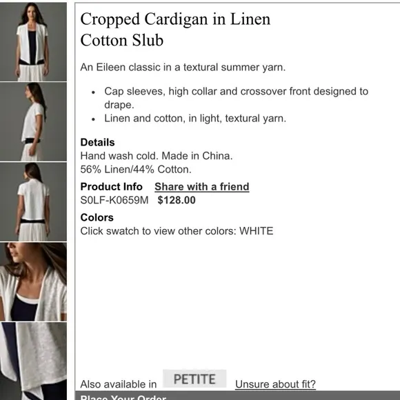EILEEN FISHER XL Linen Cotton Slub Cropped Cardigan in Lemonade • Open Front