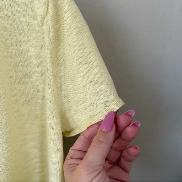 EILEEN FISHER XL Linen Cotton Slub Cropped Cardigan in Lemonade • Open Front