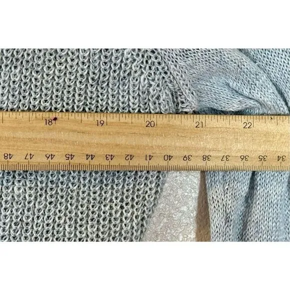 Eileen Fisher 100% Linen Two Texture Knit Open Front Cardigan Sweater Medium