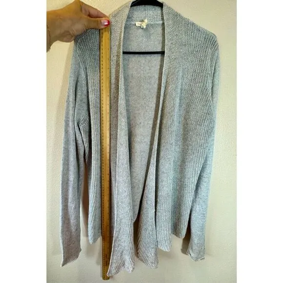 Eileen Fisher 100% Linen Two Texture Knit Open Front Cardigan Sweater Medium