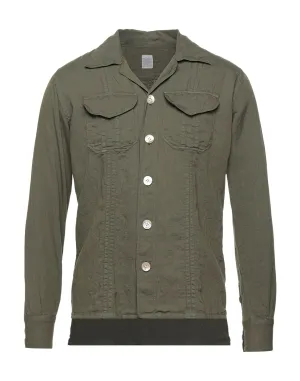 ELEVENTY PLATINUM - MOP Buttons Cotton/Linen Green Blend Shirt Jacket Coat - M