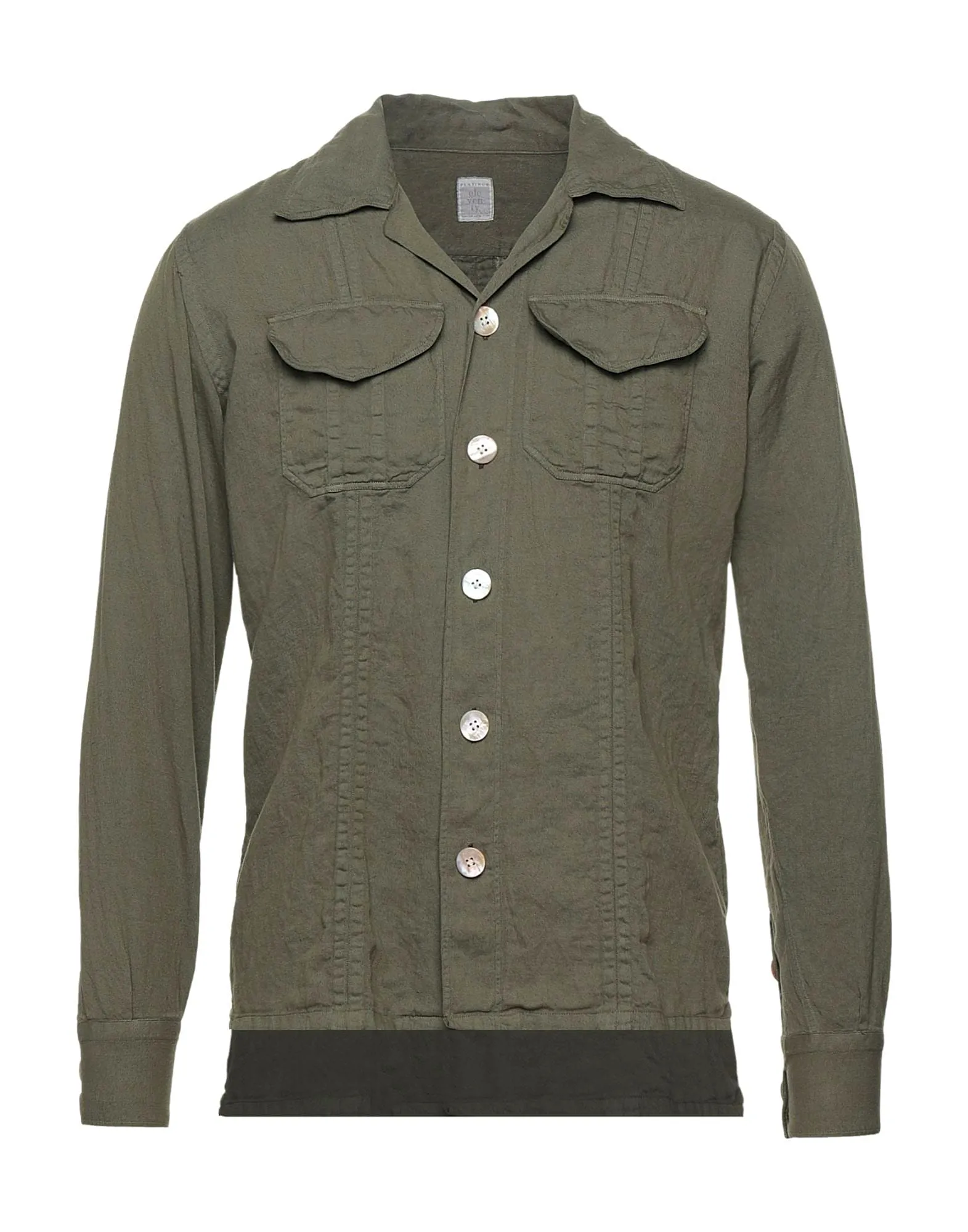 ELEVENTY PLATINUM - MOP Buttons Cotton/Linen Green Blend Shirt Jacket Coat - M