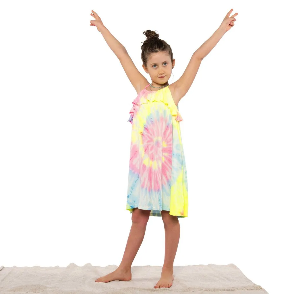 Fairwell Traveler Dress in Neon Spiral