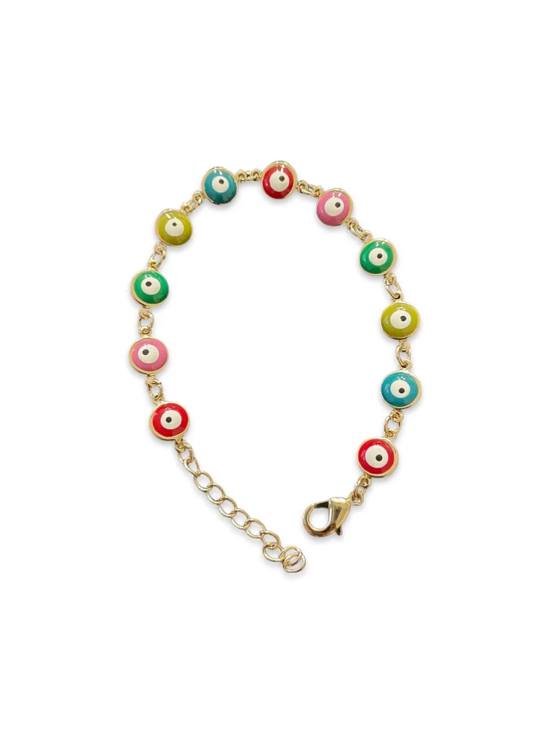 Fancy Evil Eye Design Multicoloured Gold Plated Adjustable Wrist Bracelet