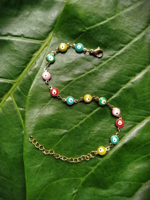 Fancy Evil Eye Designs Multicoloured Round Wrist Band Pendant Bracelet