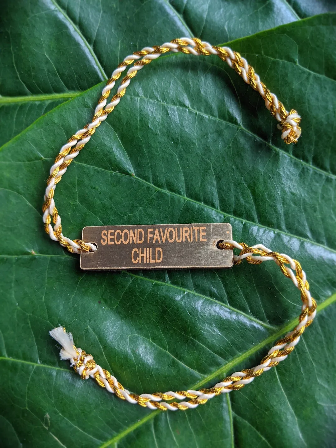 Fancy Rakhi Design Funky Slogan Second Favourite Child Mauli Raksha Bandhan
