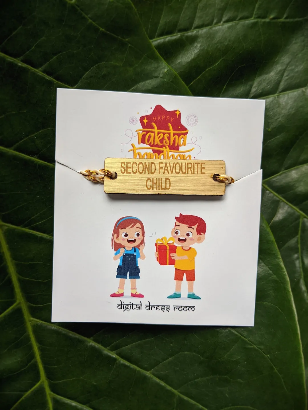 Fancy Rakhi Design Funky Slogan Second Favourite Child Mauli Raksha Bandhan