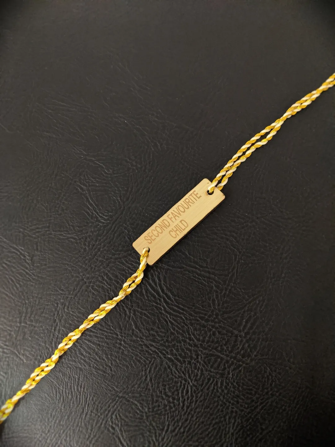Fancy Rakhi Design Funky Slogan Second Favourite Child Mauli Raksha Bandhan