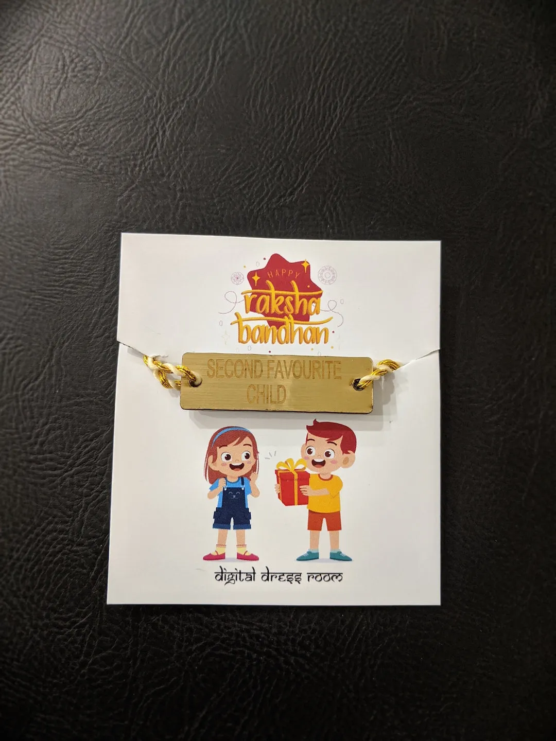 Fancy Rakhi Design Funky Slogan Second Favourite Child Mauli Raksha Bandhan