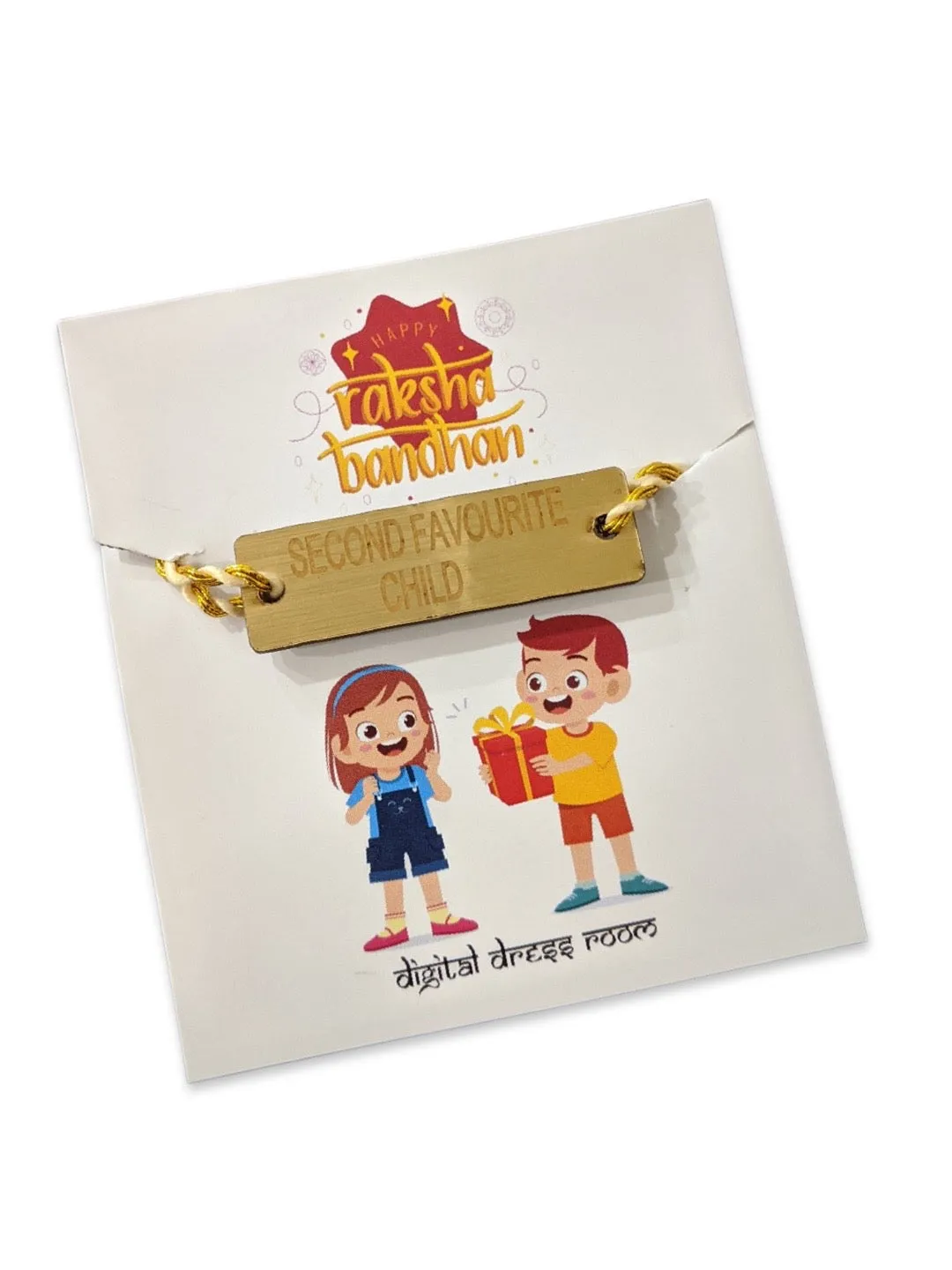 Fancy Rakhi Design Funky Slogan Second Favourite Child Mauli Raksha Bandhan