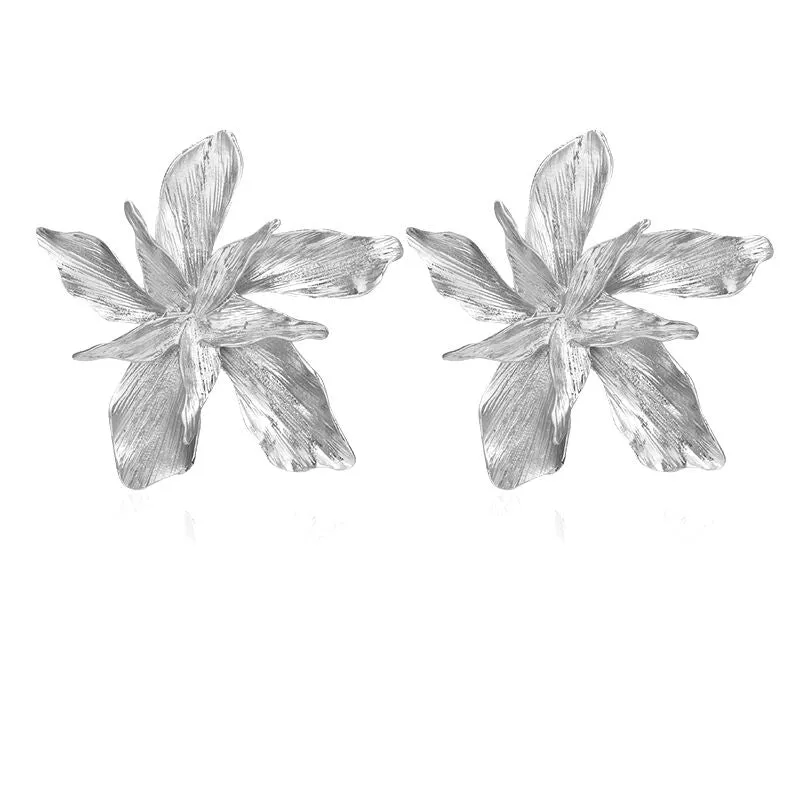 Flower Dangle Earring 14K Yellow Gold For Women Anniversary Party Jewelry