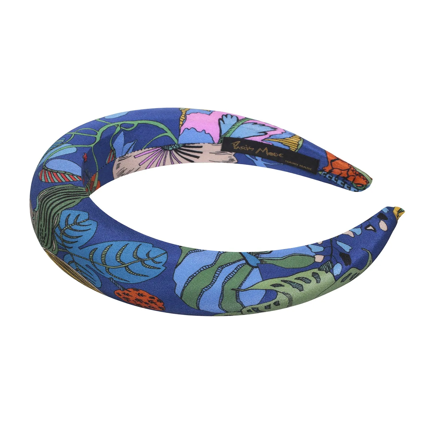 Flower Garden Print 3 cm Padded Silk Headband