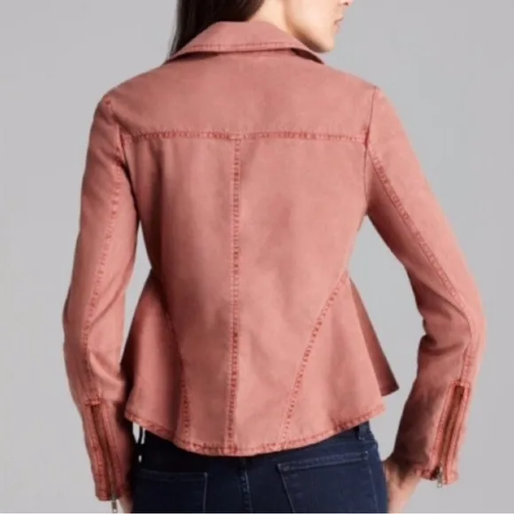 Free People Rosewood Linen Blend Moto Jacket Dusty Rose Casual Size Medium