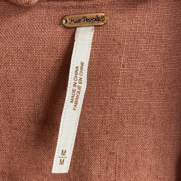 Free People Rosewood Linen Blend Moto Jacket Dusty Rose Casual Size Medium