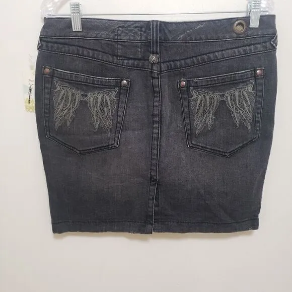 Free People Skirt Womens 30 Black Denim Mini Casual