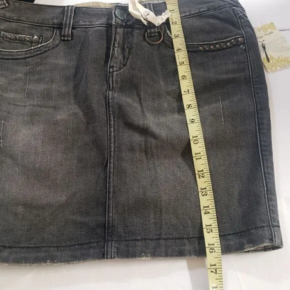 Free People Skirt Womens 30 Black Denim Mini Casual