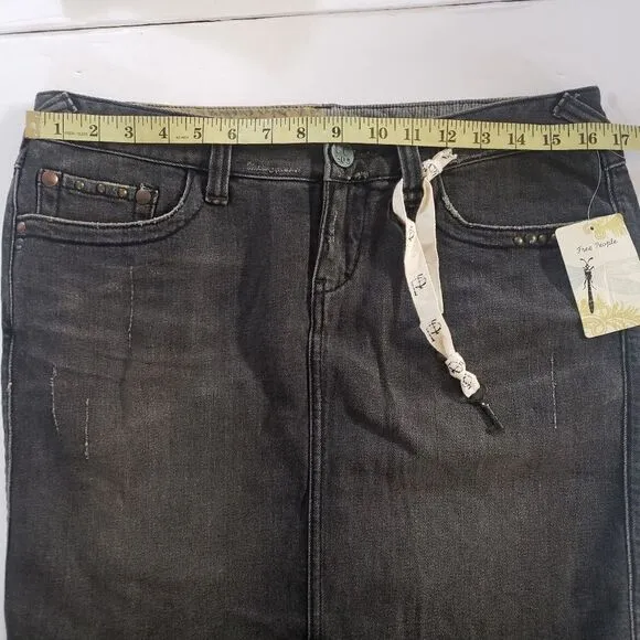Free People Skirt Womens 30 Black Denim Mini Casual