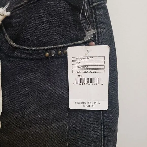 Free People Skirt Womens 30 Black Denim Mini Casual
