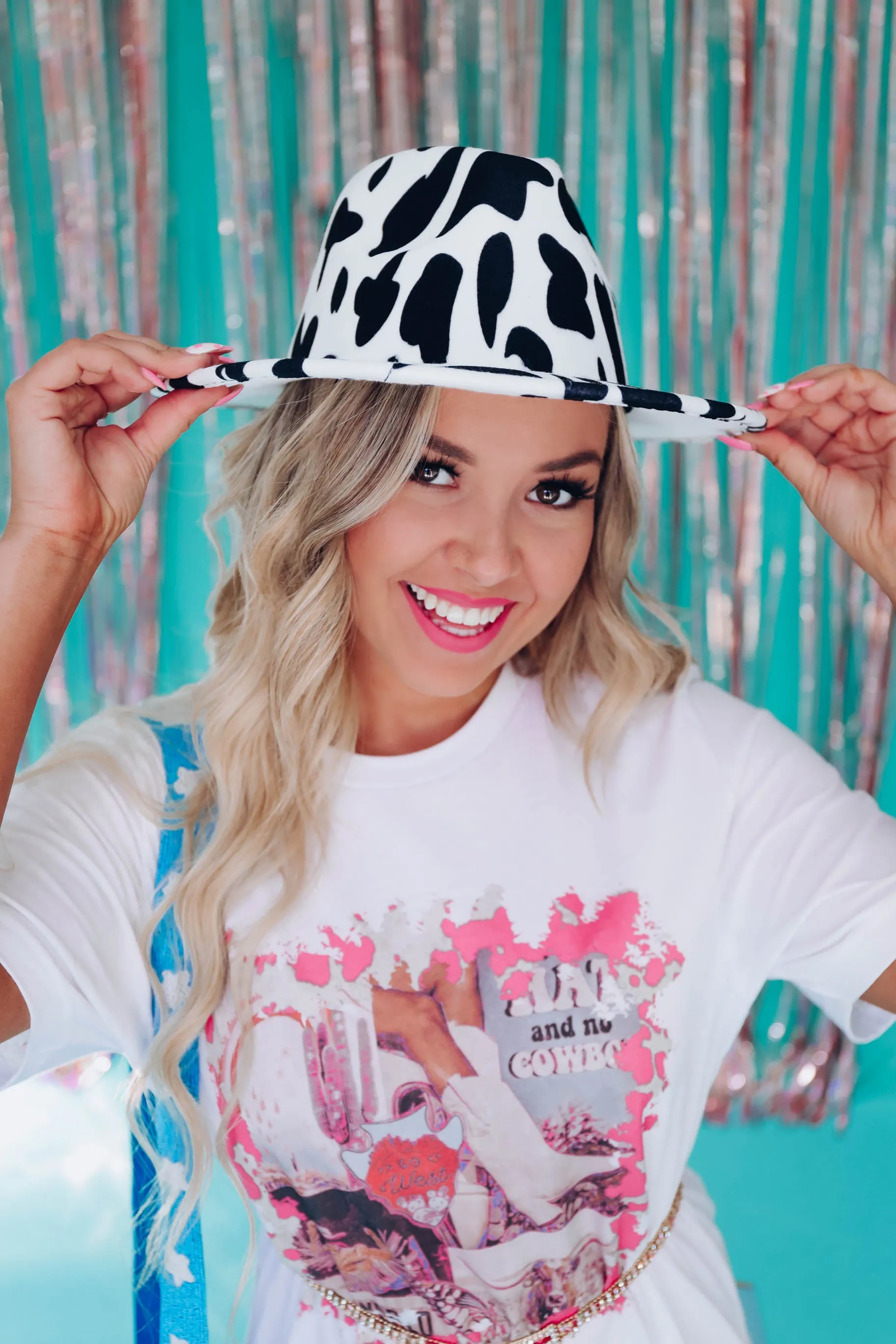Frisco Cow Print Fedora Hat