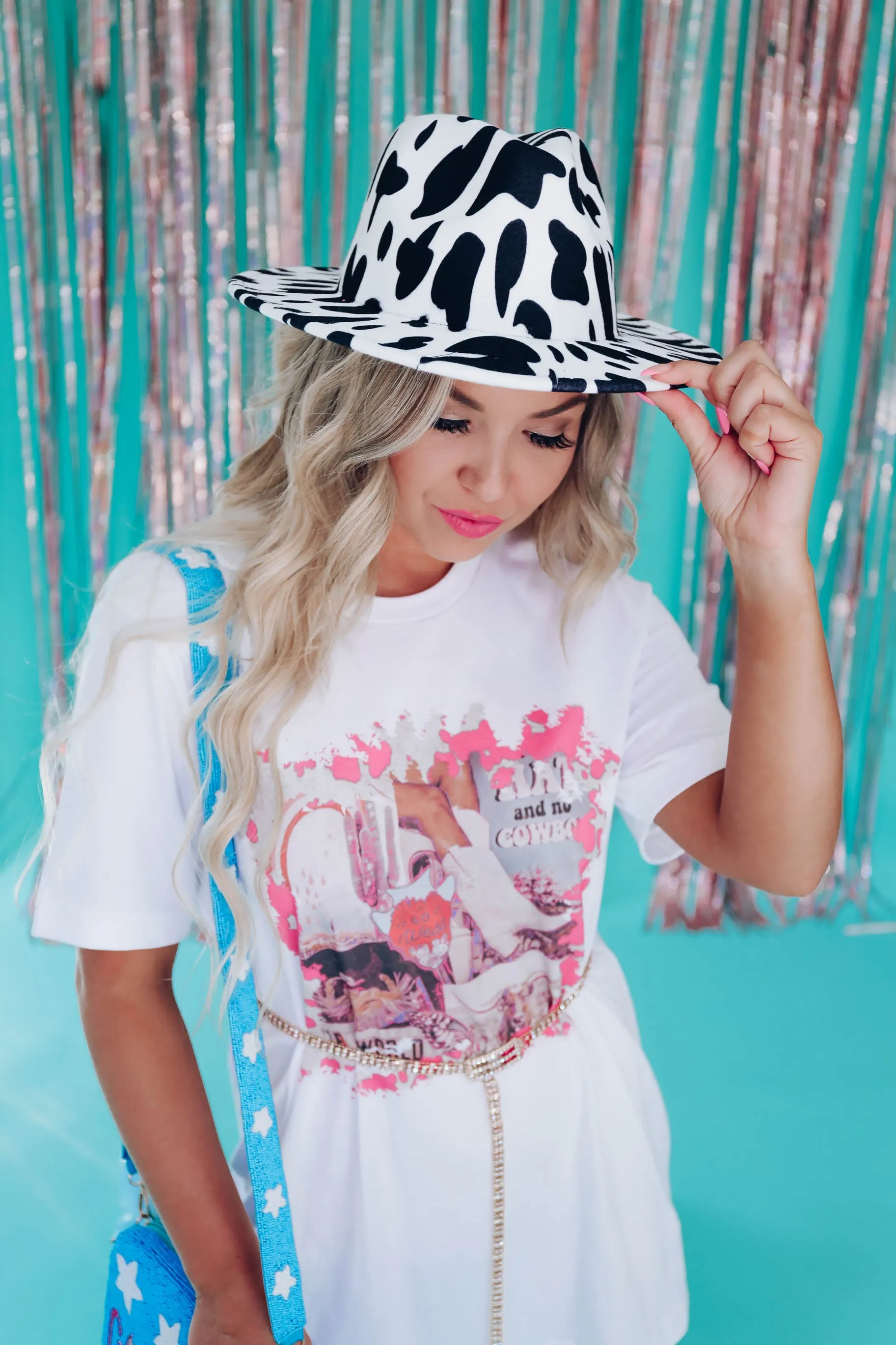Frisco Cow Print Fedora Hat