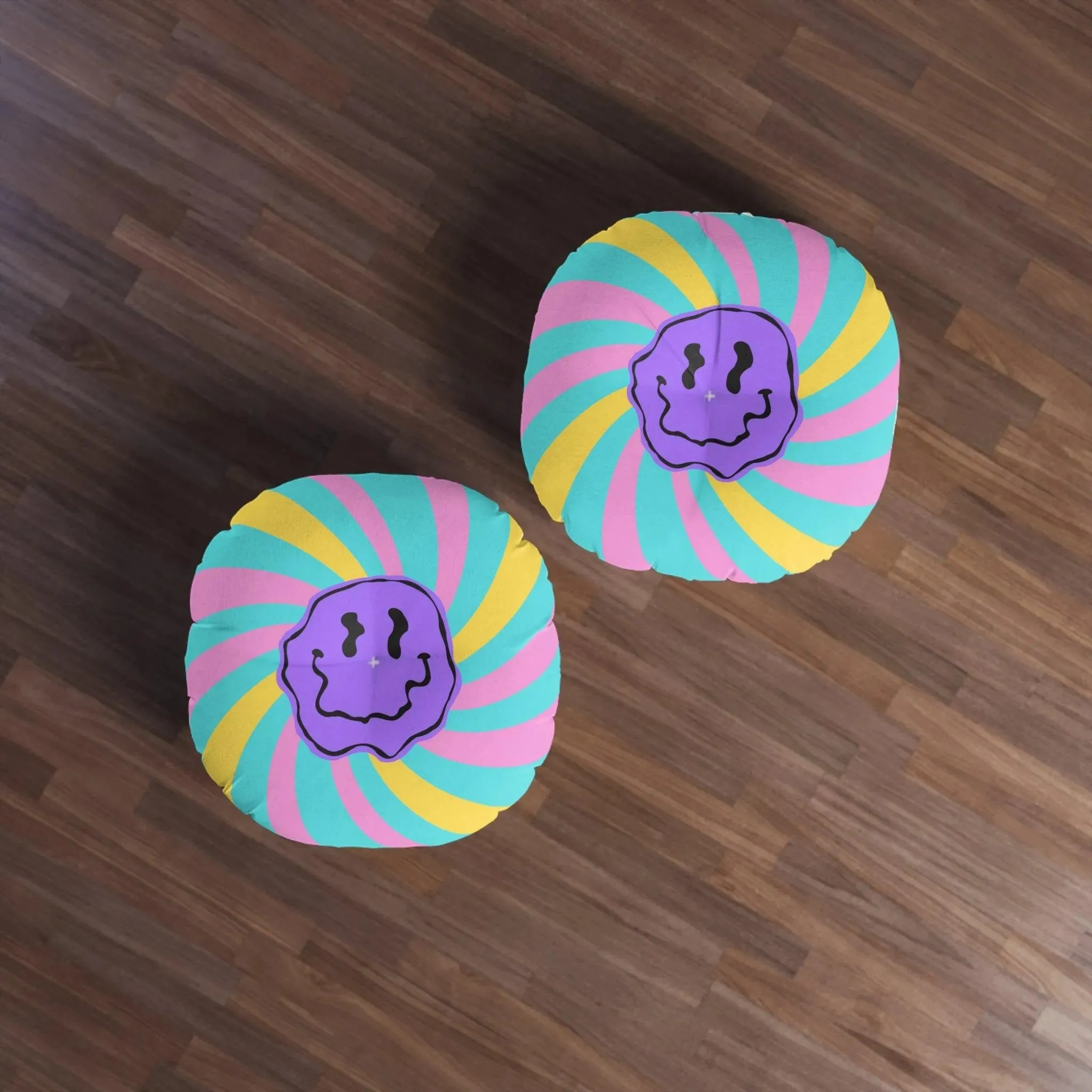 Funky Smiley Emoji Tufted Round Floor Pillow