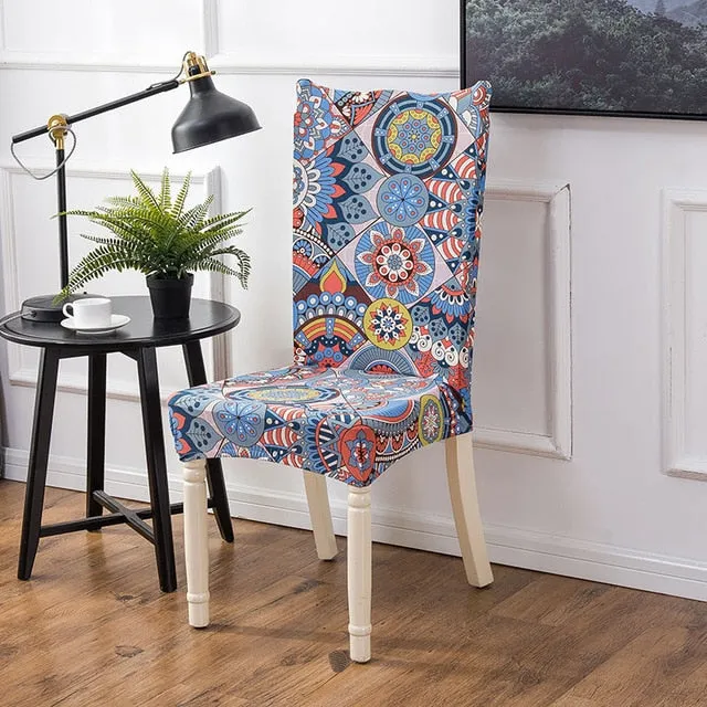 Geometric Colorful Print Chair Cover - 24 Designs