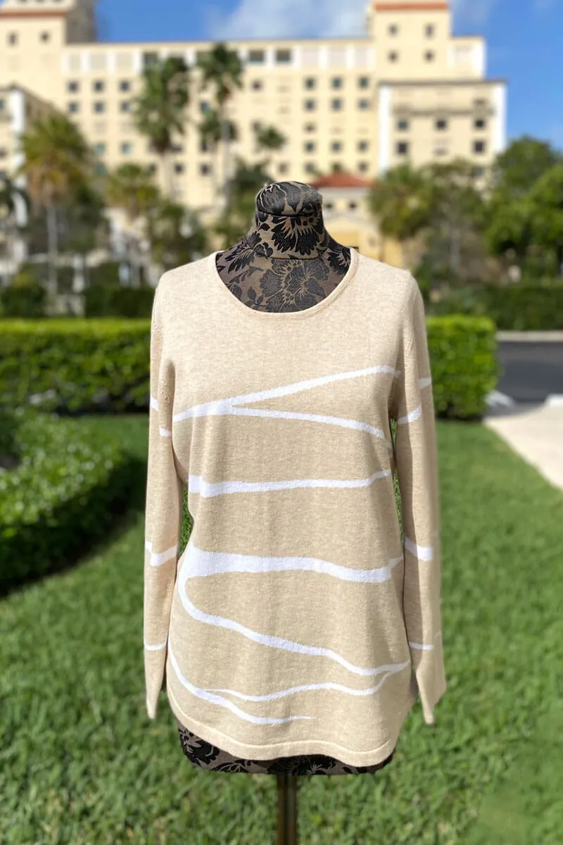 Geometric Crewneck Sweater in Sand