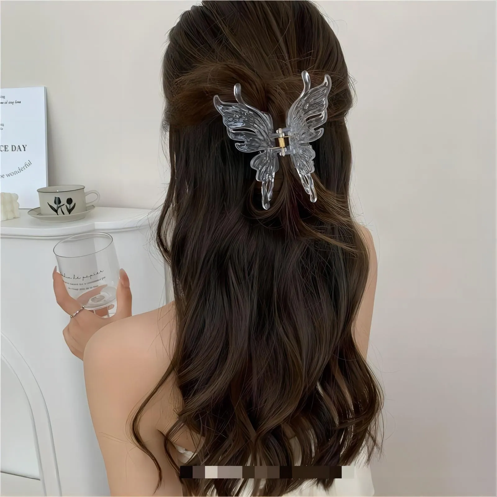 Geometric Crystal Hollow Butterfly Chignon Claw Clip Hair Clip