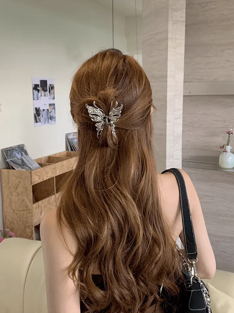Geometric CZ Inlaid Hollow Butterfly Hair Claw Clip