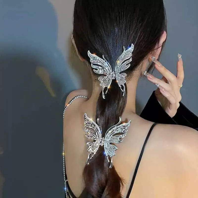 Geometric CZ Inlaid Hollow Butterfly Hair Claw Clip