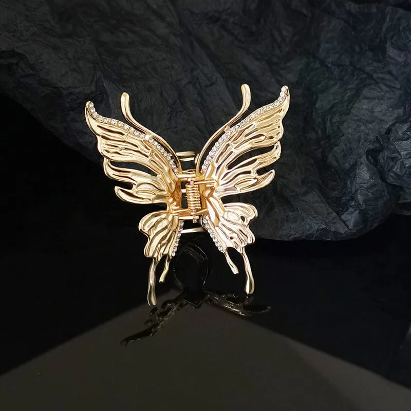 Geometric CZ Inlaid Hollow Butterfly Hair Claw Clip