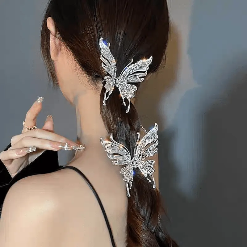 Geometric CZ Inlaid Hollow Butterfly Hair Claw Clip