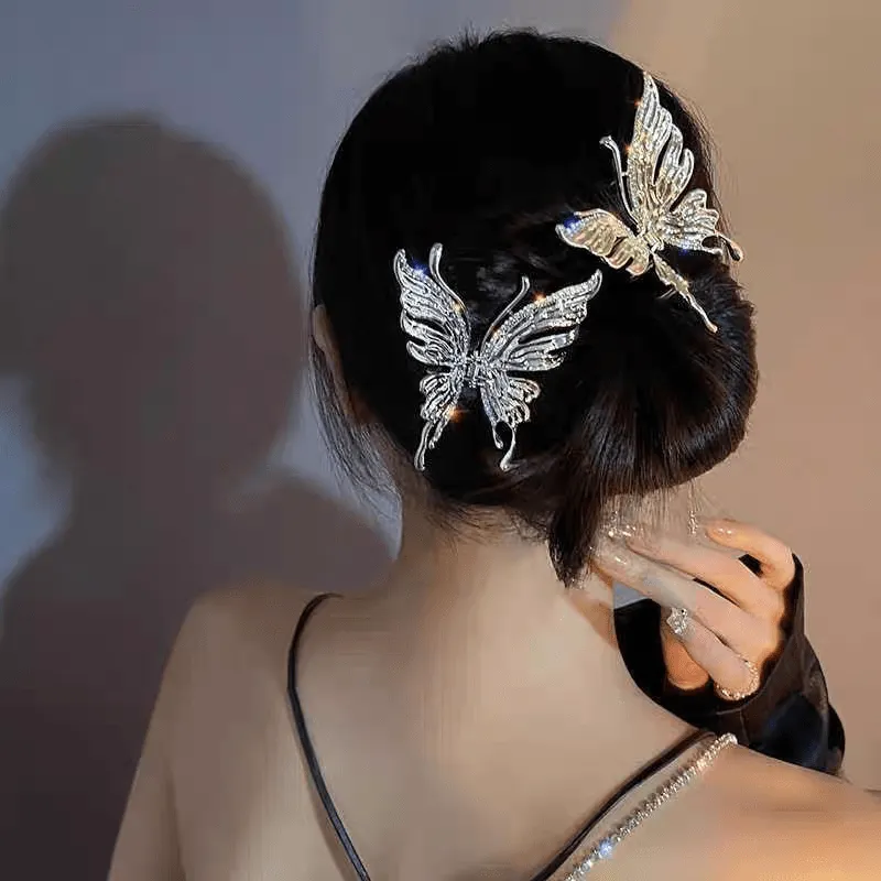 Geometric CZ Inlaid Hollow Butterfly Hair Claw Clip