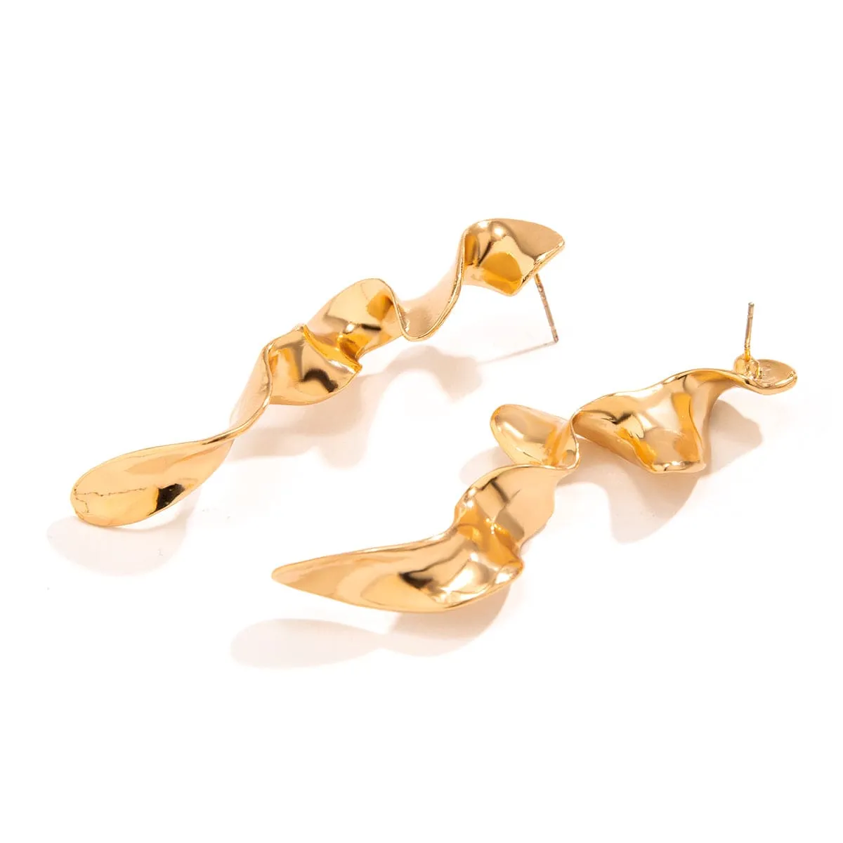 Geometric Gold Silver Plated Curved Shaped Earrings