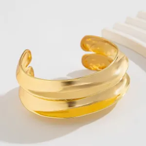 Geometric Irregular Arc Open Wide Cuff Bangle Bracelet